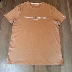 Embroidered Tommy logo T-shirt size M brown